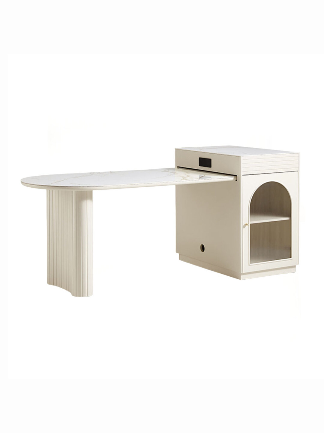 фото Полукруглый обеденный выдвижной стол Xiaomi Linsy Semi-Circular Pull-Out Dining Table French Style 1.93-1.62 m/0.85x0.89 (NU5R-A)