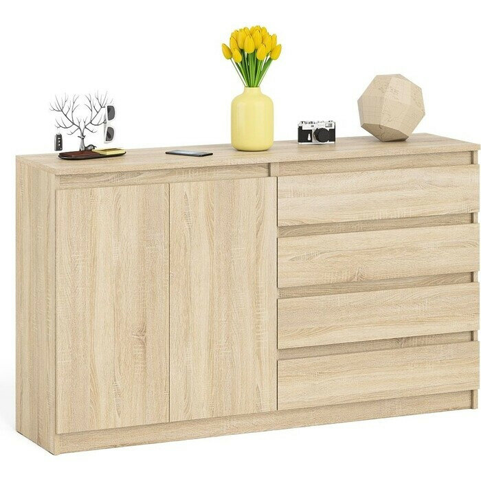 фото Комод Мори МК1600.1, цвет дуб сонома ШхГхВ 160х41х94 см СВК