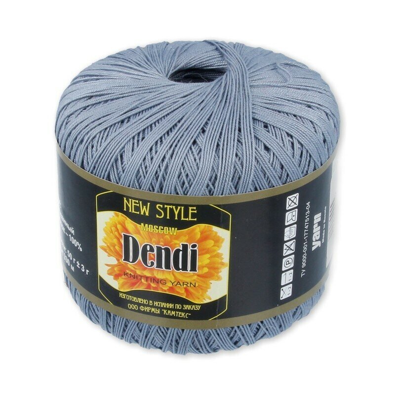 Пряжа Камтекс "Денди", цвет: 169 - Серый, 3 шт, 100% мерсеризованный хлопок 50 г 330 м