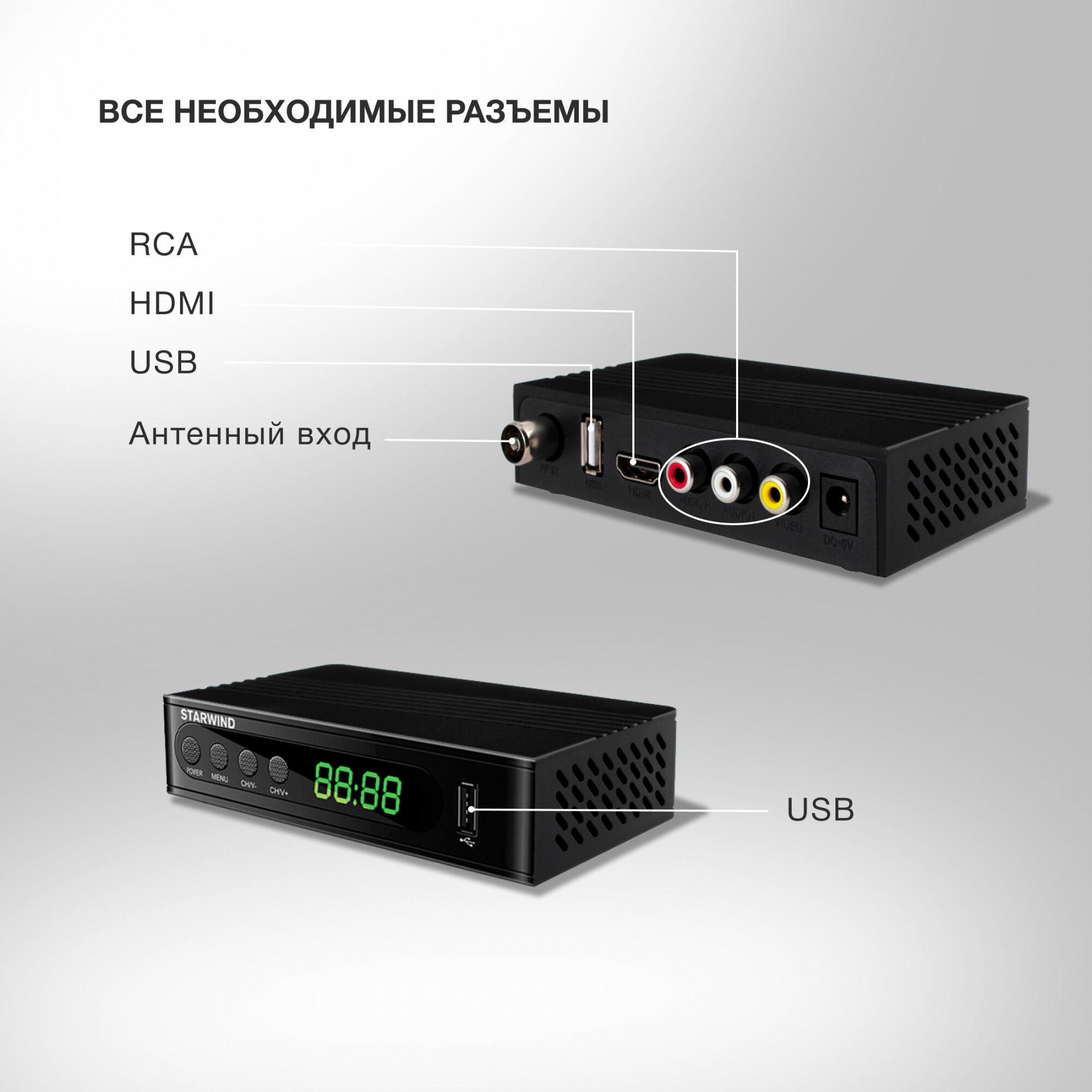 Ресивер DVB-T2 STARWIND , черный - фото №15