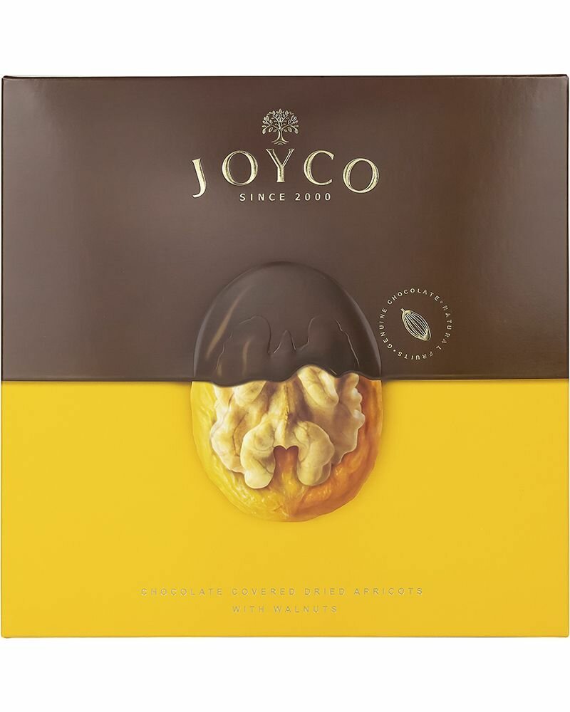 Шоколадные конфеты JOYCO, курага в шоколаде с грецким орехом, 150г
