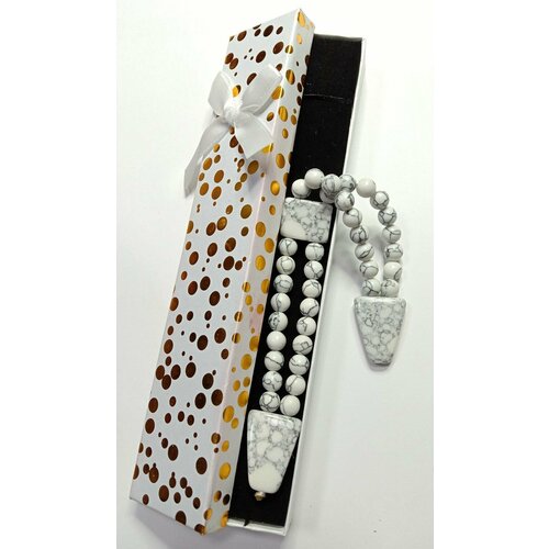 Перекидные четки из камня кохолонг, длина 22.5 см. ширина 2 см. Толщина 8 мм. вес 42 см.