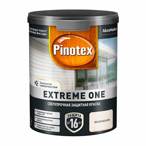 Краска фасадная по дереву Pinotex Extreme One база BW белая 0,9 л