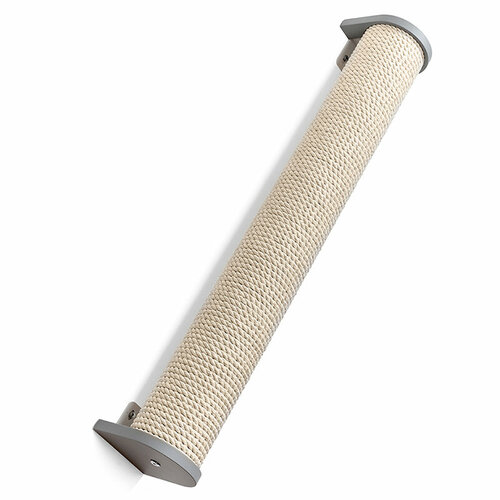 Настенная когтеточка столбик с белым канатом 80см серый 3590₽