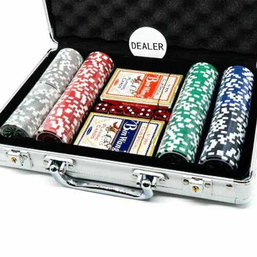 Профессиональный набор для игры в покер Ultimate silver 200 Серебряный