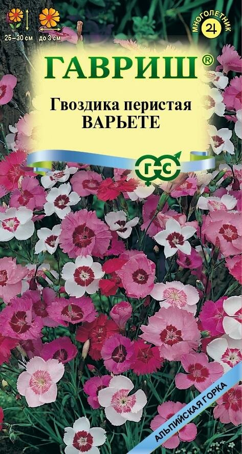 Семена Гвоздика перистая Варьете 0,1г Мн смесь 30см (Гавриш) Альпийская горка