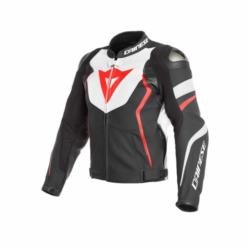 Мотокуртка кожаная Dainese AVRO 4 Black-Matt/White/Fluo-Red 56