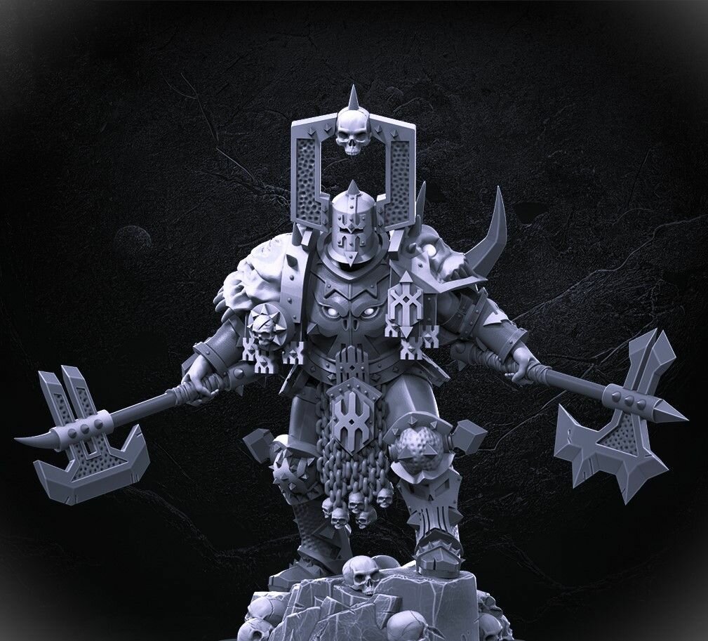 Миниатюра по вселенной Warhammer герой Бога хаоса Кхорна из легиона черепов