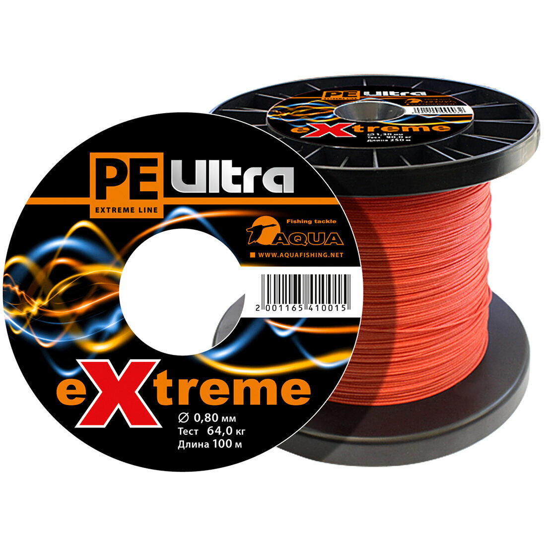 Плетеный шнур для рыбалки AQUA PE ULTRA EXTREME 080mm (цвет красный) 100m