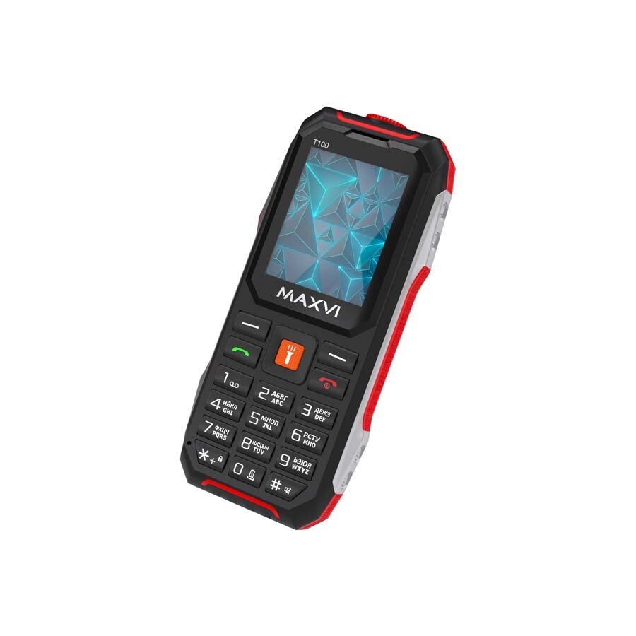 Телефон MAXVI T100, 2 SIM, черный/красный