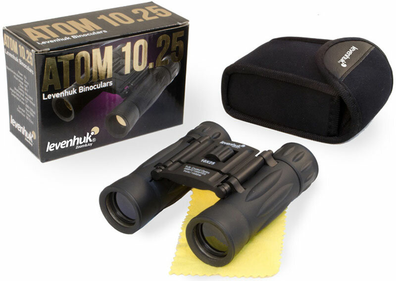 Бинокль Levenhuk Atom 10x25 складной, на шнурке, с чехлом, Туристический детский — фото 1