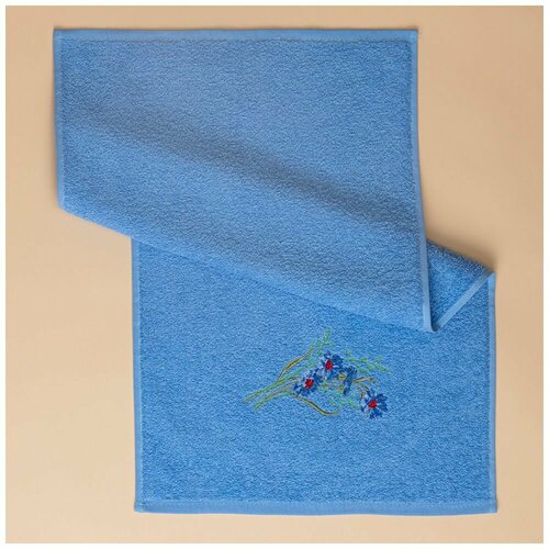 Santalino полотенце махровое 40Х70СМ полевые цветы, 100% хлопок , голубой