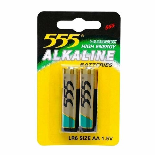 Батарейки 555 AA, LR6, алкалиновые, 2 шт
