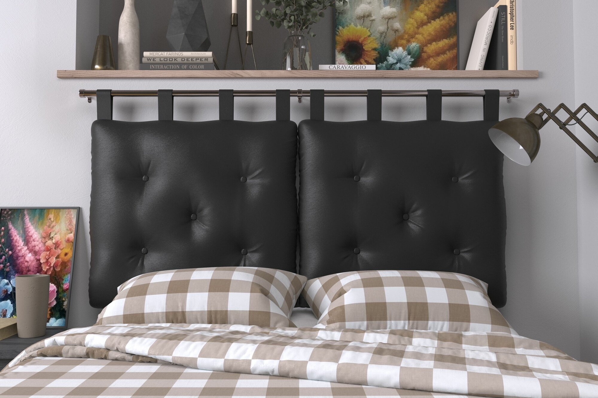 Набивное изголовье-подушка для кровати Mr. Mattress Soft S 180x70 Black без крепления