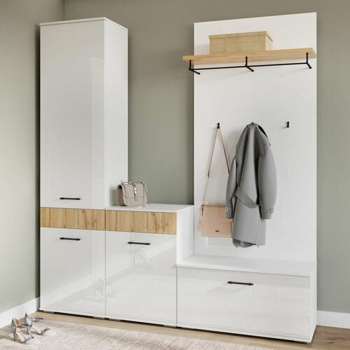 Прихожая Мебель для прихожей Комплект прихожей Принцесса Мелания Белый Дуб вотан 2200х2000х402 мм 40990₽