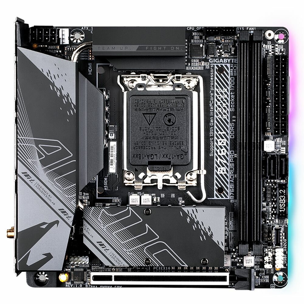 Материнская плата mini-ITX GIGABYTE (LGA1700, B760, 2*DDR4 (5333), 4*SATA 6G RAID, 2*M.2, PCIE, 2.5Glan, WiFi, BT, HDMI, DP, USB Type- - фото №6