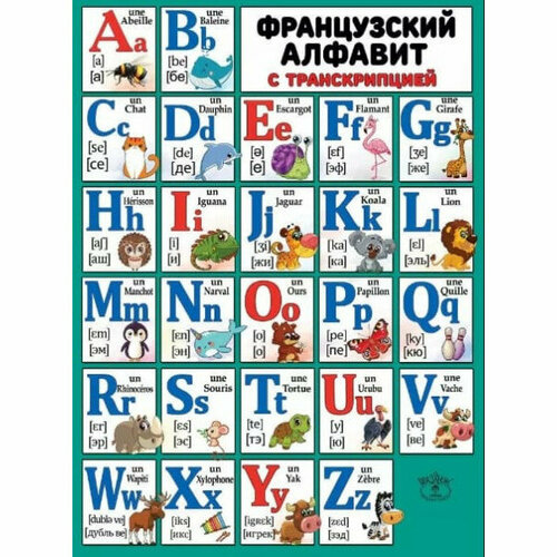 плакат таблица английский алфавит с транскрипцией 1x1 4 Плакат Французский алфавит с транскрипцией, изд: Горчаков 460228994108900960