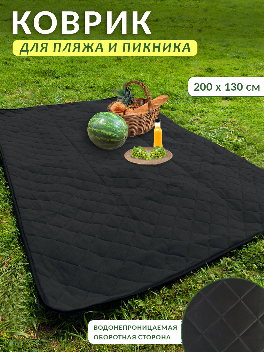 фото Плед для пикника и отдыха 130х200 см / Плед-трансформер 4в1: подушка, дождевик, плед, сумка