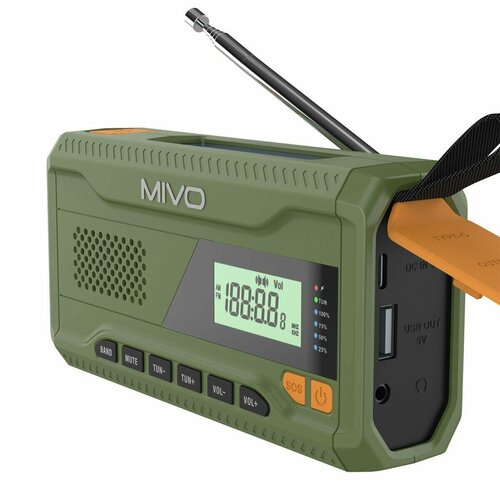 Многофункциональный походный FM радио приемник Mivo MR-001, зеленый радиоприемник max mr 341