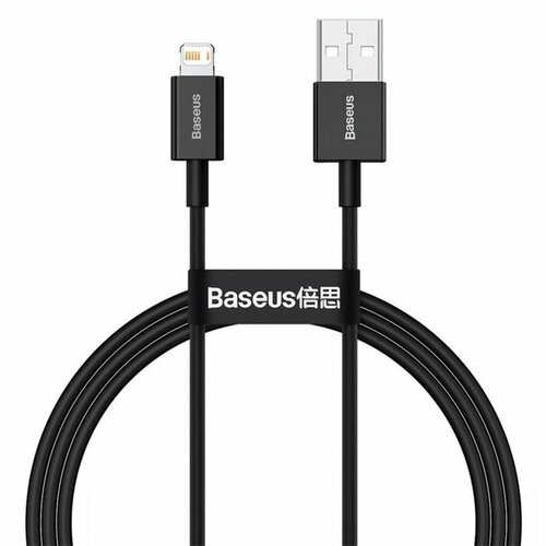 кабель baseus halo usb lightning calgh e черный Кабель Baseus, Lightning - USB, 2.4 А, TPE оплётка, 1 м, чёрный