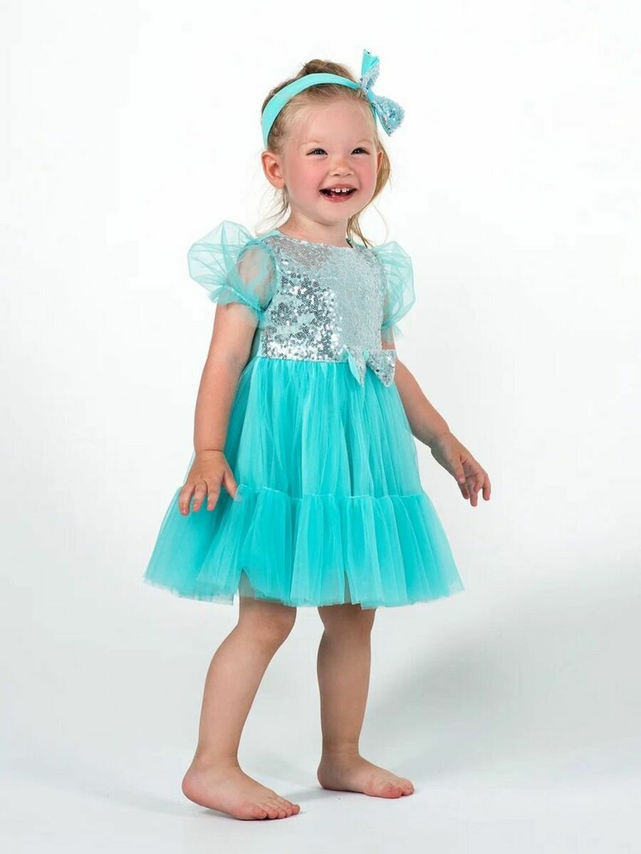Платье TRENDYCO Kids На праздник и каждый день, размер 116, ментол — фото 1