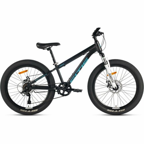 Велосипед SITIS FLASH 24" 7sp (2024) Black-Green-White, подростковый для мальчиков, сталь, 7 скоростей, дисковые механические тормоза, размер рамы 12, рост 130-145 см