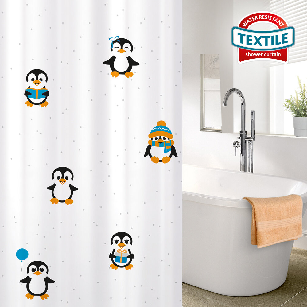 Штора для ванной / Шторка-занавеска Funny Penguins 180x180 см