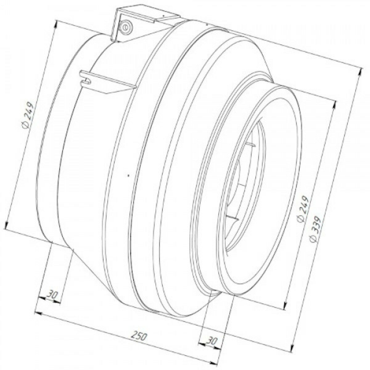 Вентилятор канальный круглый V(AC1)- 250(D250) (пластиковый корпус) (0,16 кВт; 0,8А)