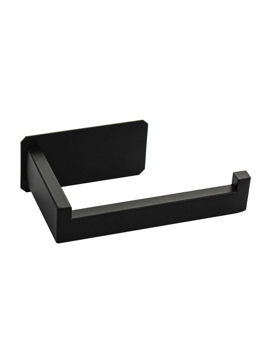 фото Держатель туалетной бумаги из нержавеющей стали , антивандальный , на прямоугольном основании , на самоклейке , цвет черный матовый ,