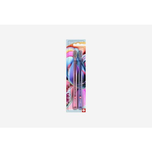 Набор зубных щеток CURAPROX Duo Colorful Curls 2023, ultrasoft d 0,10 mm