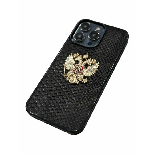 фото Чехол для iphone 15 pro max черный питон герб marigo