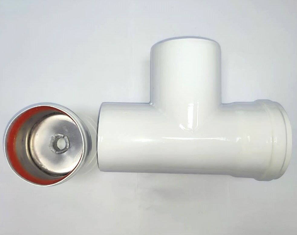Конденсатоотводчик для дымохода Т-образный D80 со штуцером 1/2", съемный конденсатосборником