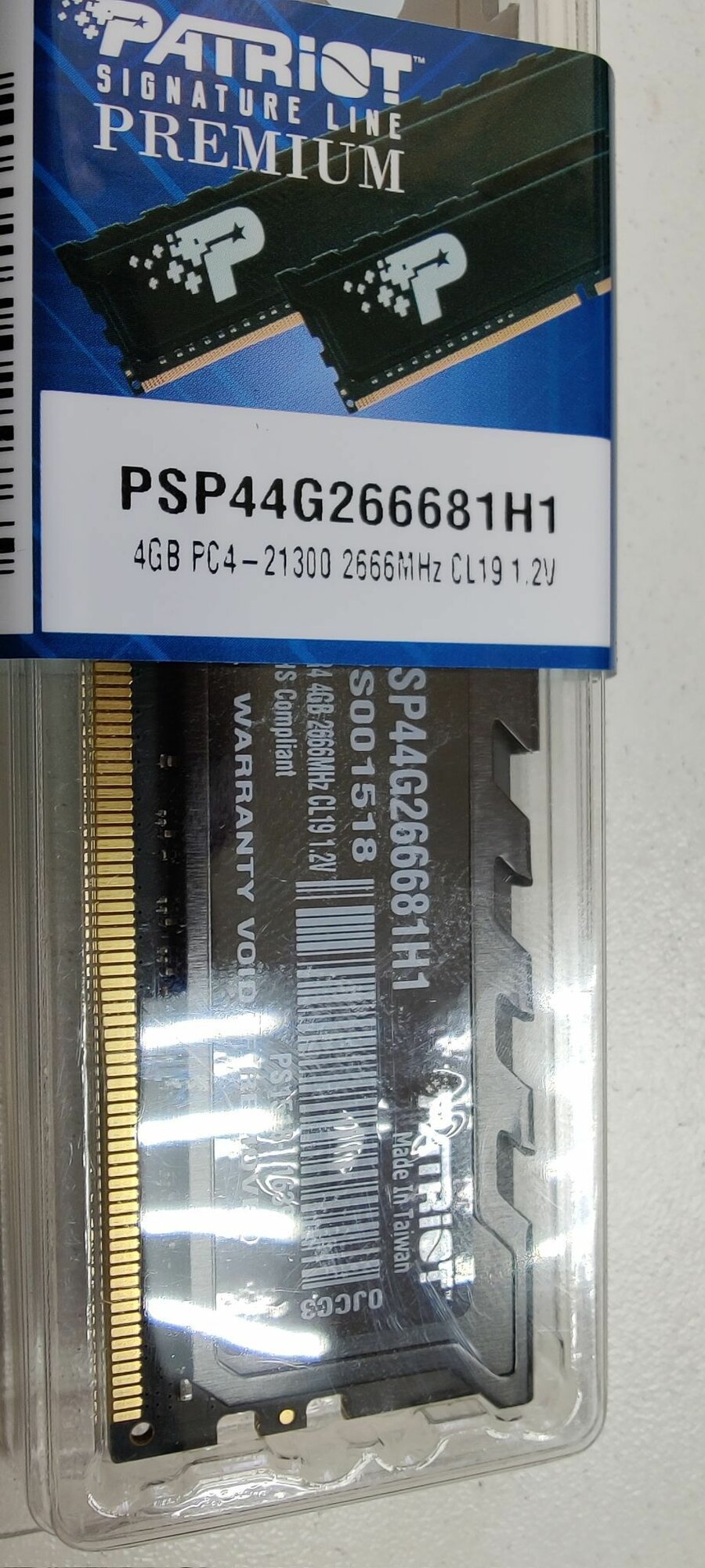 Модуль памяти DDR4 4GB Patriot Signature Premium PC4-21300 2666MHz CL19 288pin 1.2V - фото №14