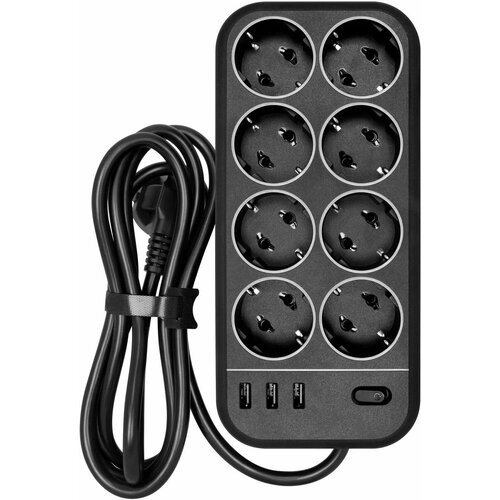 Сетевой фильтр POWERCOM SP-08 USB03AB 30 m 30м черный 5318₽