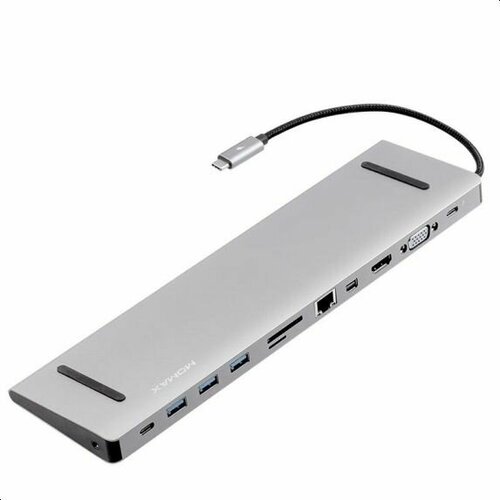Хаб MOMAX OneLink 12 in 1 Type-C PD docking station 100W - Silver 12 in 1 type c laptop docking station usb 3 0 hdmi 4k vga pd usb hub for macbook