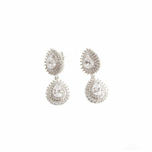 Серьги с подвесками Irina Moro, фианит, размер 8 мм, серебряный