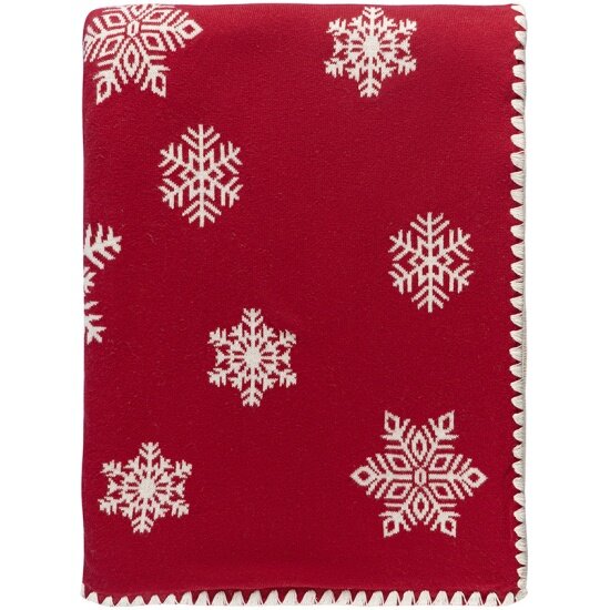 Плед Tkano с новогодним рисунком Fluffy snowflakes New Year Essential, 130х180