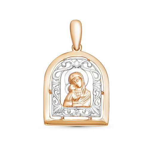 нательная икона из золота божья матерь владимирская Подвеска ЗлатаМира, красное золото, 585 проба