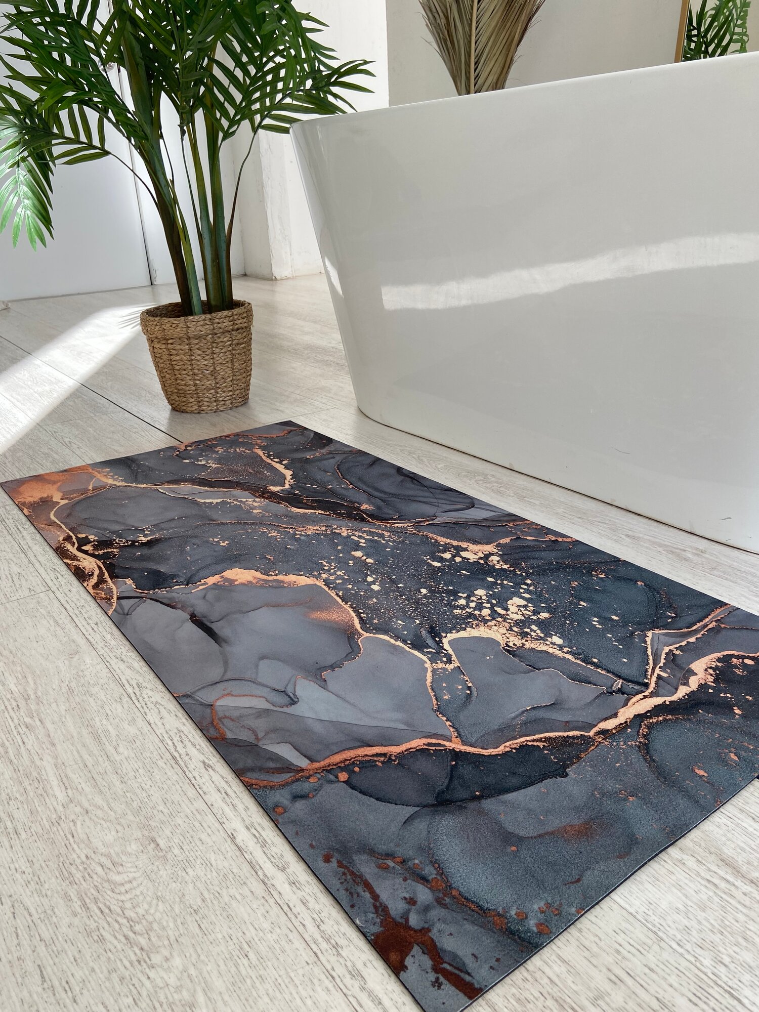 Коврик для ванной 60х120 быстросохнущий серый влаговпитывающий — фото 1