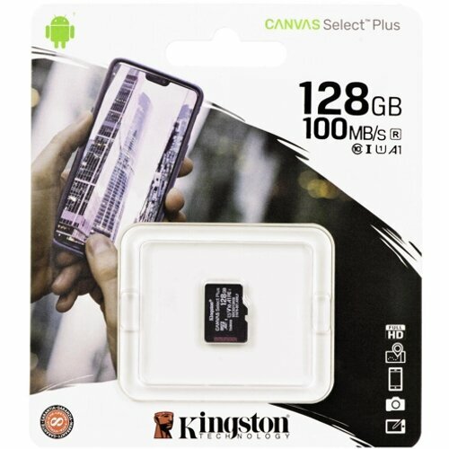 карта памяти smartbuy microsdxc 256 гб sb256gbsdu3 01 uhs class 3 чтение 80 мбайт сек Карта памяти microSDXC Kingston 128 Гб класс 10 UHS-I U1 Canvas Select PLUS A1