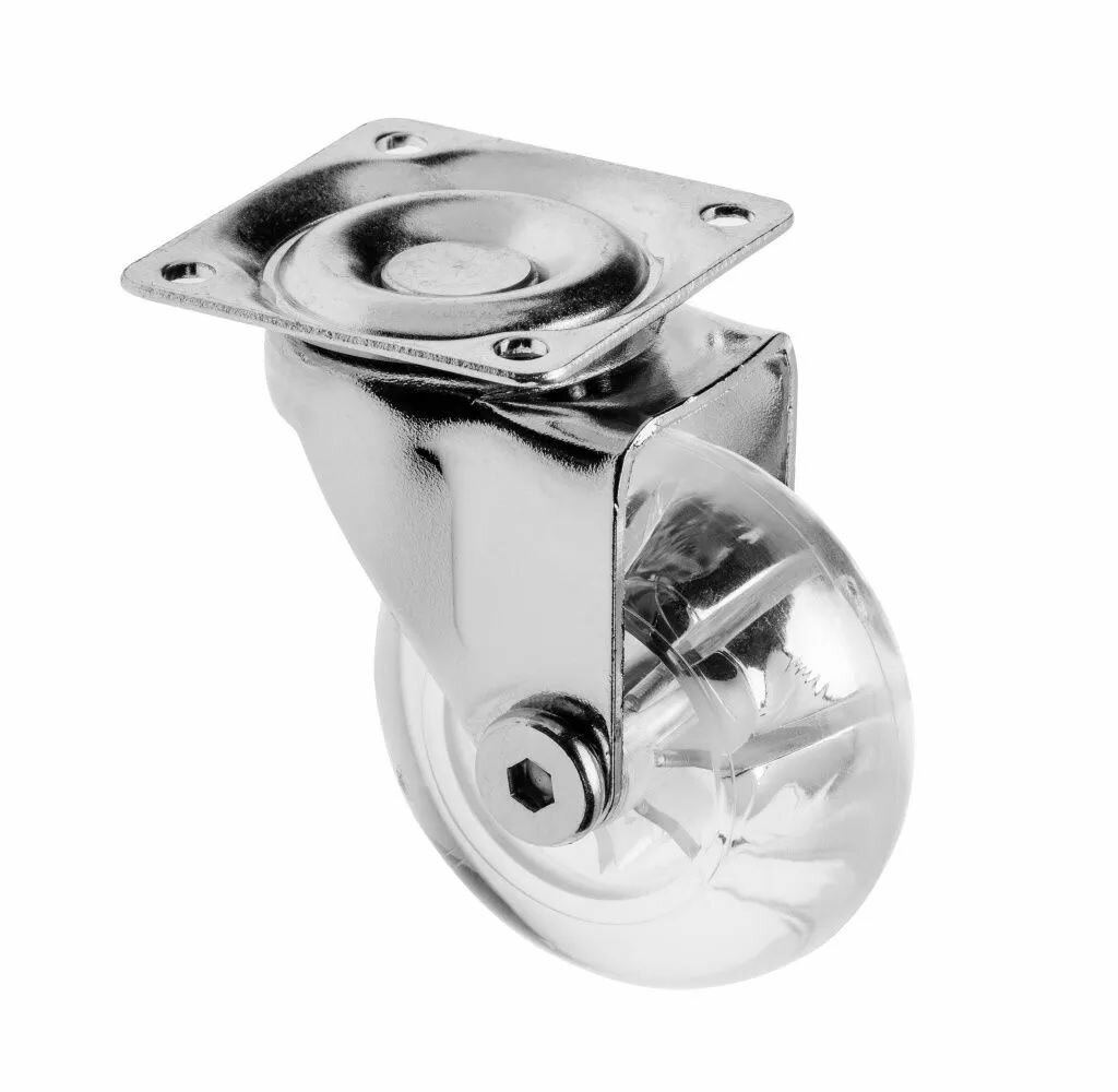 фото Комплект из 4 колёс мебельных поворотных на площадке, Brazylia, D-75 мм, со стопором, цвет - черный, GTV