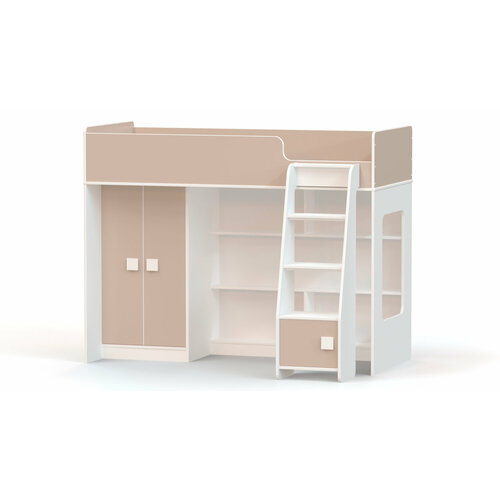 Кровать-чердак с прямым шкафом Ridgimmi 11 белаякапучино 28555₽