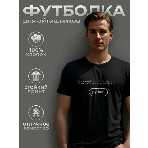 Футболка размер XL black, черный python developer basic