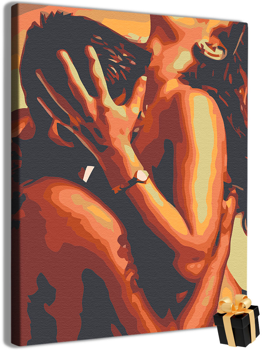Картина по номерам холст на подрамнике Страстный поцелуй / Любовь / Страсть / Мужчина с женщиной 40*50