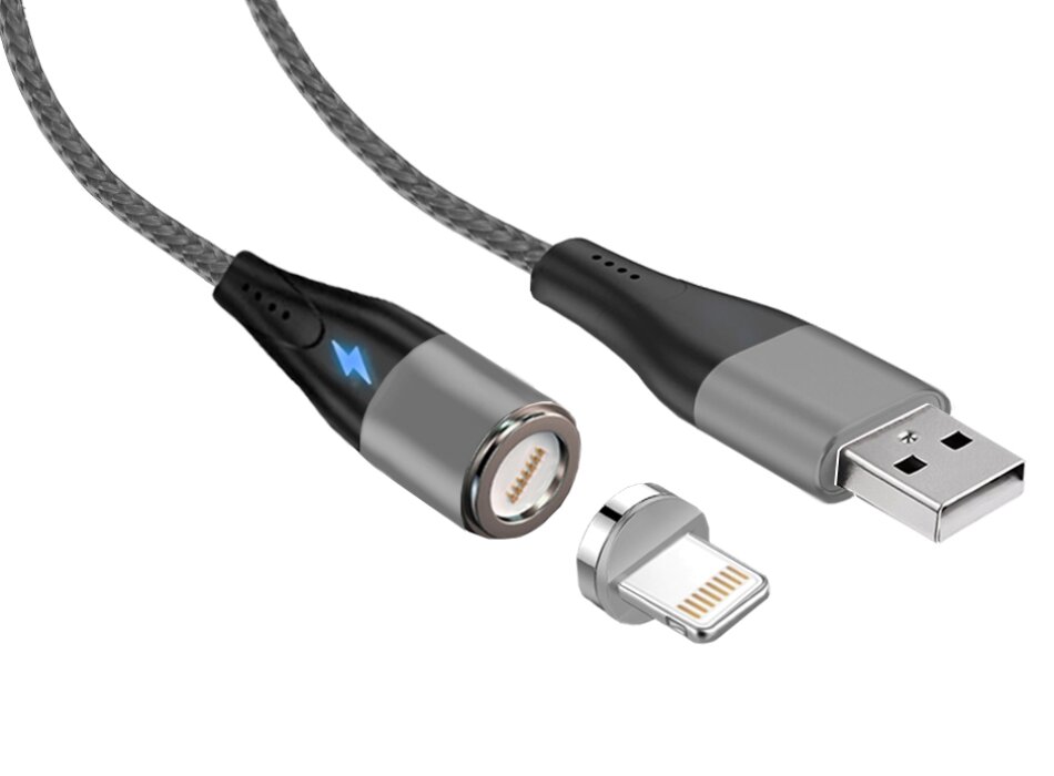 Дата-кабель USB с разъемом 8-pin для Apple 1м, Jet.A JA-DC48 1м серый(опл, USB/lightning, Magnet, QC,3