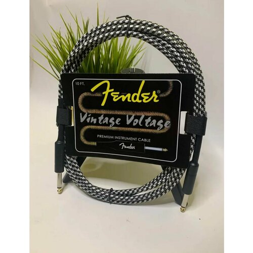 Кабель гитарный Fender , Vintage Voltage 3 метра , бело-черный