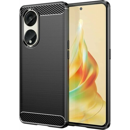 Накладка силиконовая для OPPO Reno8 T 5G карбон сталь чёрная смартфон oppo reno8 t 5g 8 256gb midnight black