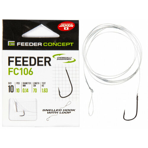 Крючки с поводком FC FEEDER сер. FC106 70см, разм.008, 0,16мм 10шт. крючки feeder concept feeder fc 110 007 10шт