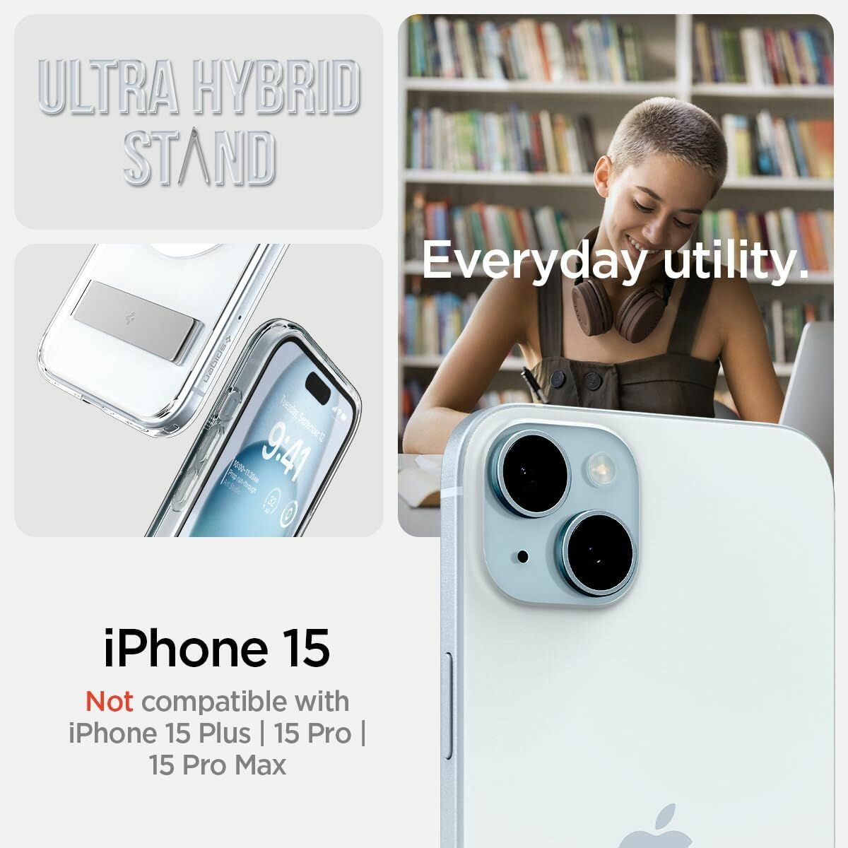 Чехол на айфон 15 с поддержкой беспроводной зарядки / iphone 15 чехол с подставкой (SPIGEN) — фото 1