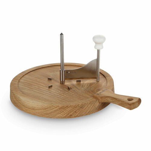 Доска круглая для сыра с ножом (жироль), 24 см, дуб BSK320108 Друзья